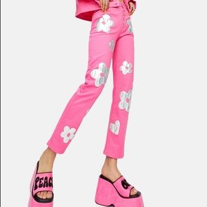 dELiA*s Holographic Flower Appliqué Pants